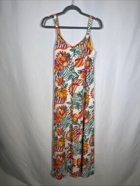 LABEL OF LOVE WOMENS TROPICAL SUMMER MIDI DRESS PURPLE ORANGE SMALL